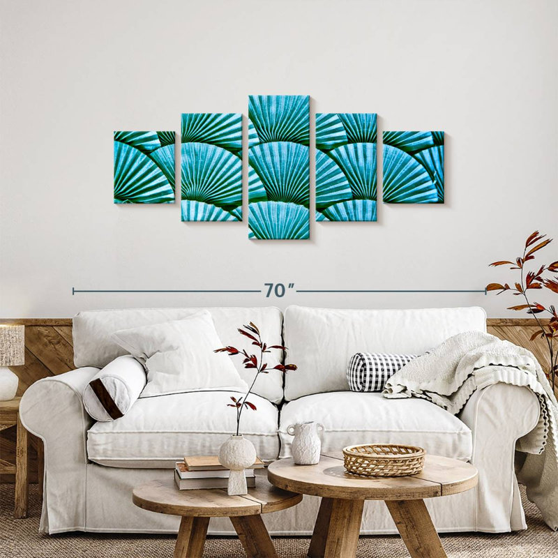 Teal Fans Abstract, 24" H x 55" W