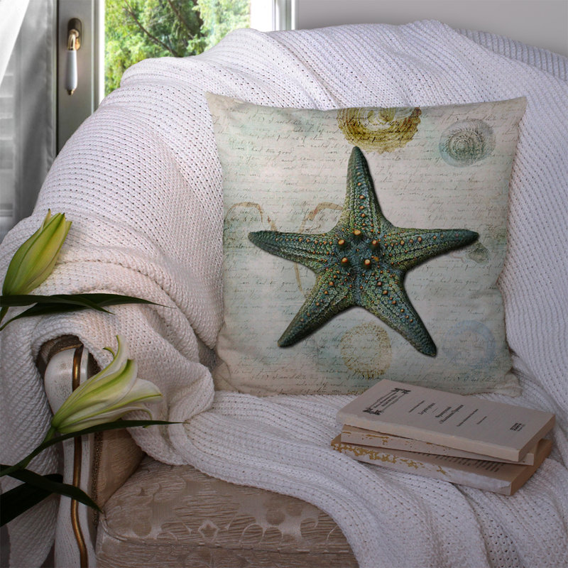 Coussin intérieur/extérieur étoile de mer, H 14 po x l 14 po x P 4 po