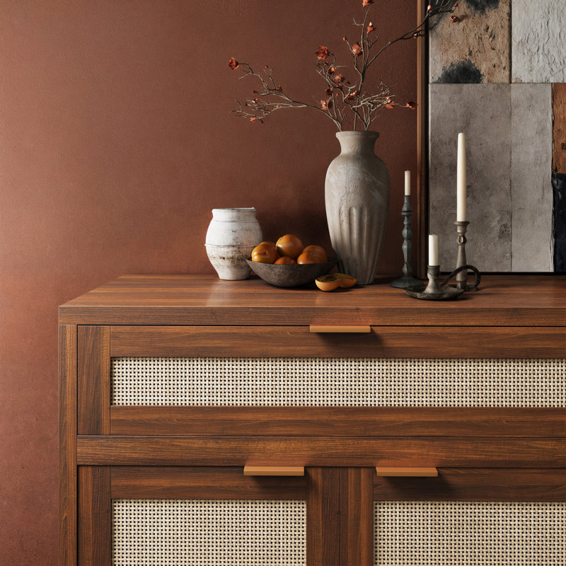 60'' Wide Sideboard With Drawer (Set Of 2), Brown/Beige