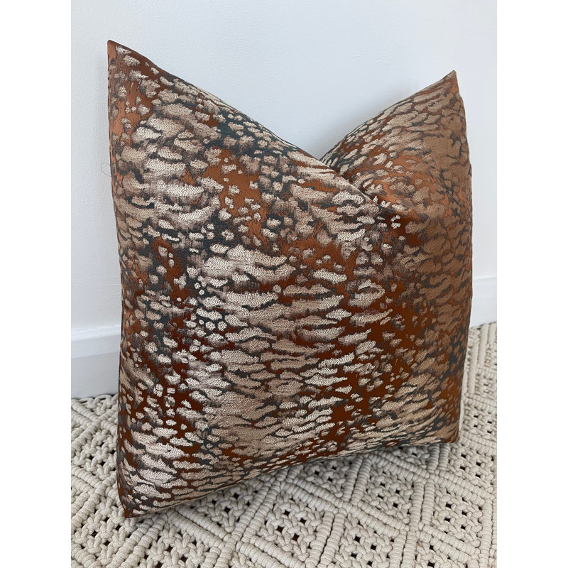 Abstract Square Cushion Cover, Brown/White