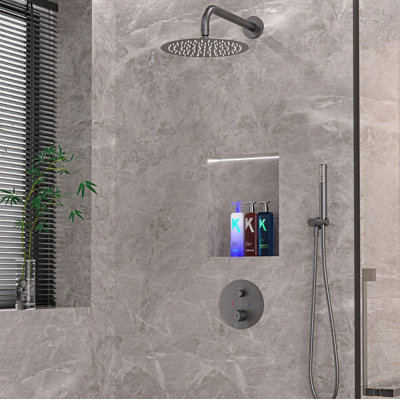 Ensemble de douche thermostatique à pression équilibrée 12 "Grey Gun