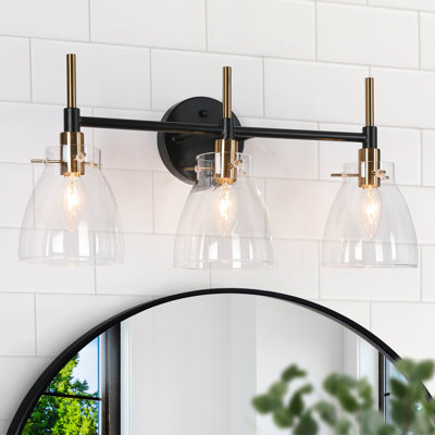 3-Light Dimmable Modern Black/Brass Armed Sconce