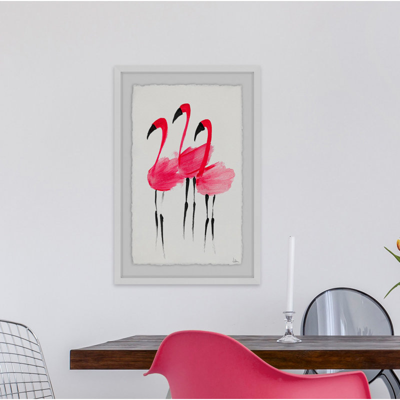 Flush Flamingoes 1 Piece Single Picture Frame Painting, 30 cm H x 20 cm W x 4 cm D