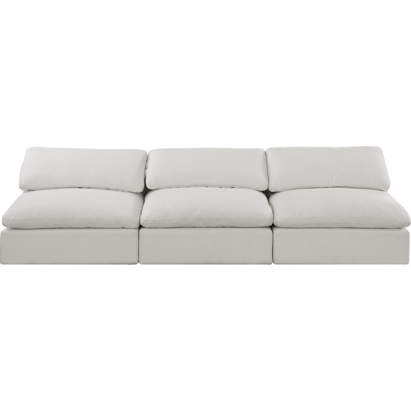 Canapé modulaire en lin 120 ", Tissu crème texturé en lin