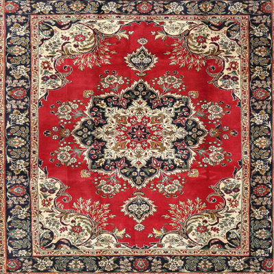 Tapis rouge/beige/noir traditionnel Mokszycki