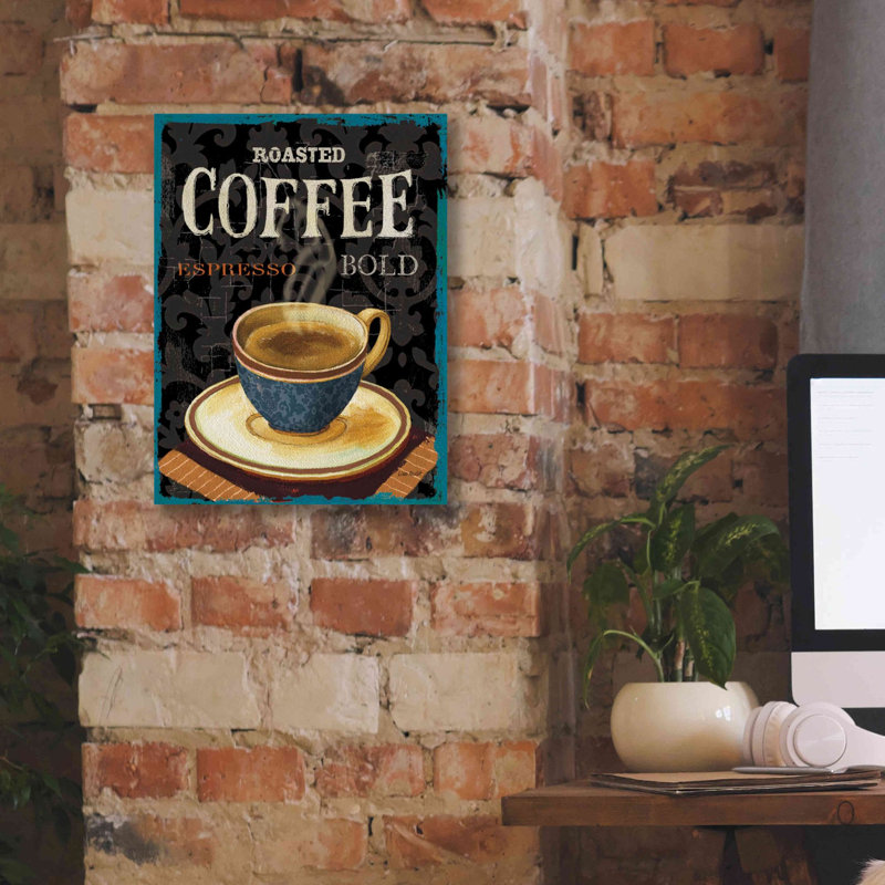 «Today's Coffee IV» par Lisa Audit, art mural sur toile, H 16 po x l 12 po x P 0,75 po