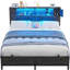 Base de lit en métal avec tête de lit, lumières DEL et ports USB Kailynn, grand espace de rangement-538541179-538541173