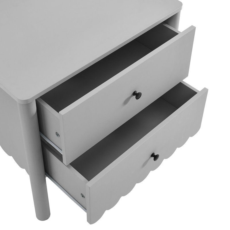 Table de chevet 2 tiroirs Emmeline, Gris clair