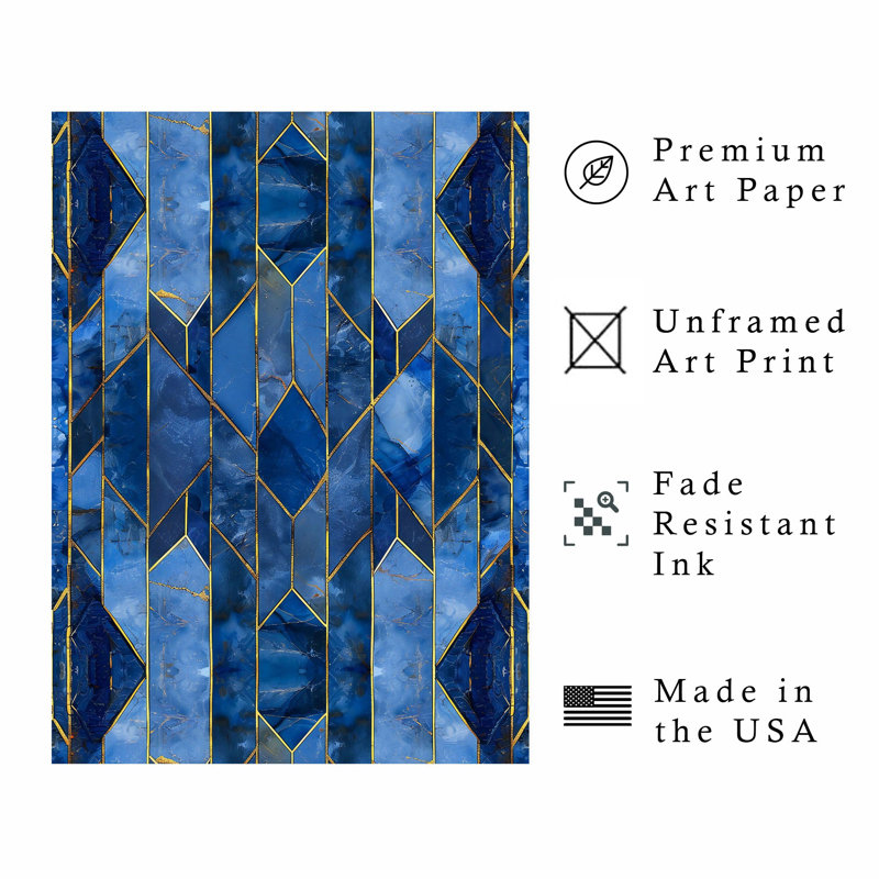 Motif géométrique abstrait bleu I, reproduction d'art moderne sans cadre, H 30 po x l 20 po