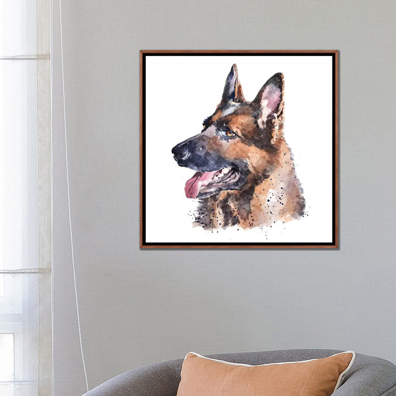 « German Shepherd I » par Edwatercolours-impression, Pas de tapis, H 26 po x l 26 po x P 1,5 po