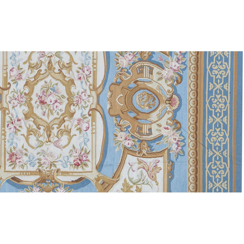 Hand-Knotted High-Quality Blue and Blue Area Rug