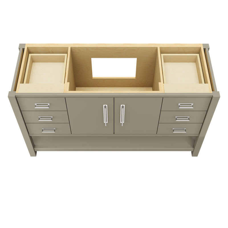 Kiawah Single Extra Wide Bath Vanity, French Olive, 60", Polished Chrome