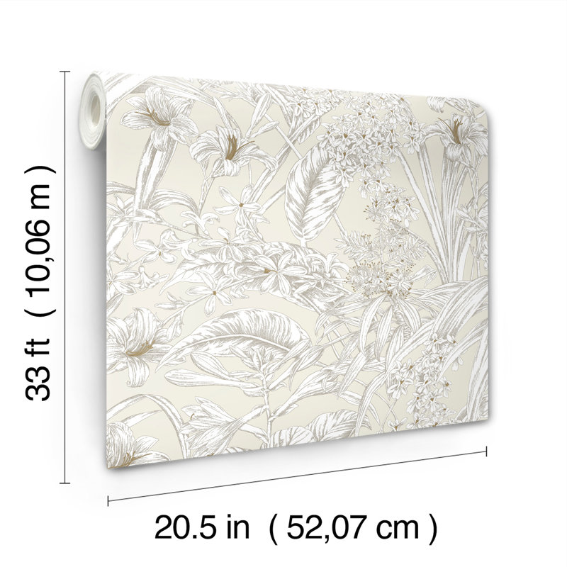 Conservatory Toile Vinyl Wallpaper Double Roll, Beige & Taupe