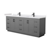 Miranda 84" Freestanding Double Bathroom Vanity with Cultured Marble Top