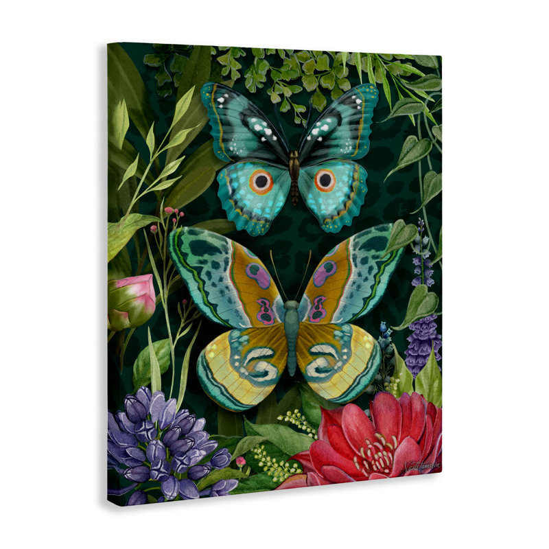 Motif de jardins sauvages, toile par Nicole Tamarin, H 40 po x l 30 po