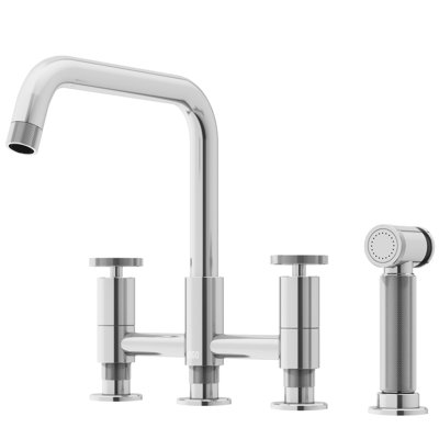 Cass 12" H 2-handle Bridge Kitchen Faucet with Side Sprayer