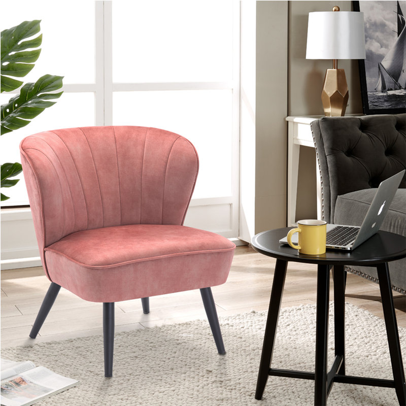Fauteuil de chambre en velours de 24 po Simona, Velours rose