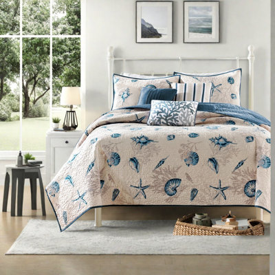 Reversible Bedding Sets, Brushed Microfiber King Coastal Bedroom Home