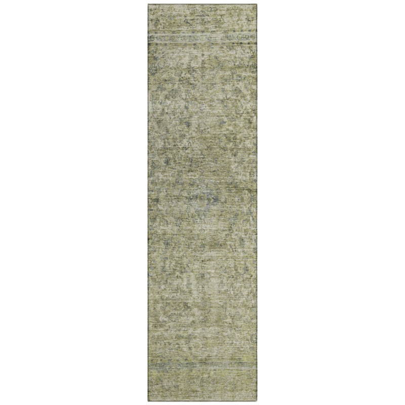 Felissae Green Washable Indoor-Outdoor Rug - , 2'3" x 7'6"