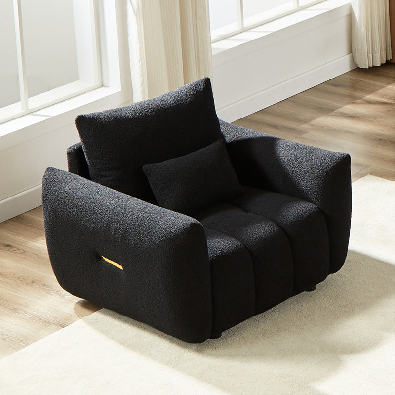 Méridienne moderne - 36,8 po noir, siège simple pour le salon et le bureau. Cadre confortable, cadre noir facile à assembler et assemblage rapide