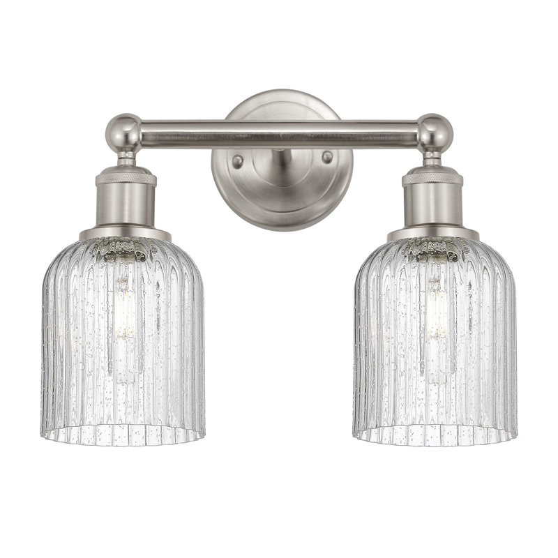 Abat-jour de salle de bain 2 lumières Edison Addeline 14 po, Nickel satiné, Grainé