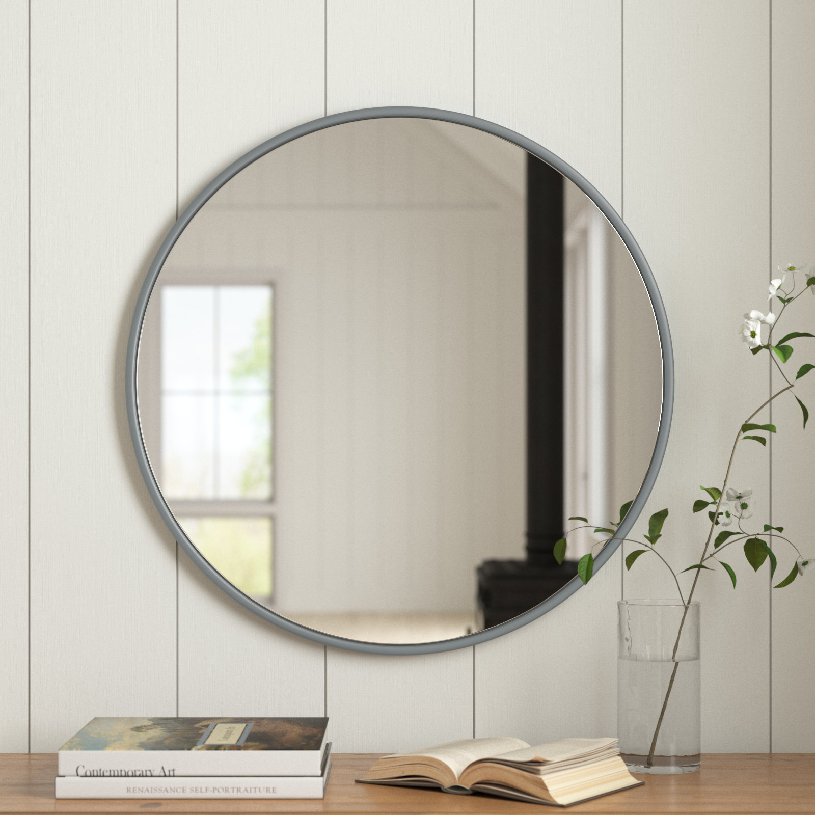 Sabine Metal Round Wall Mirror, 48" x 48", Brass