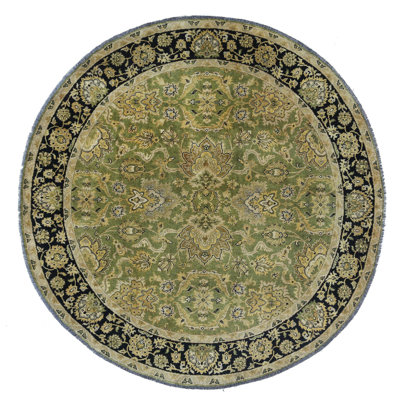 Tapis oriental unique Harvest Hush Ziegler noué à la main, 175 cm (5'9"), en laine verte