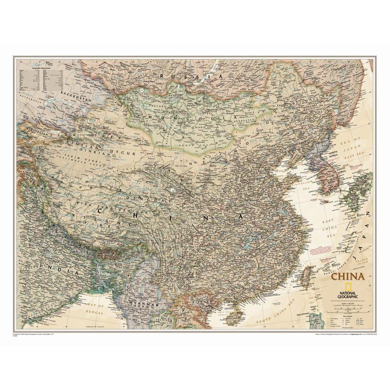 China Classic Wall Map, Laminated (24" x 30")