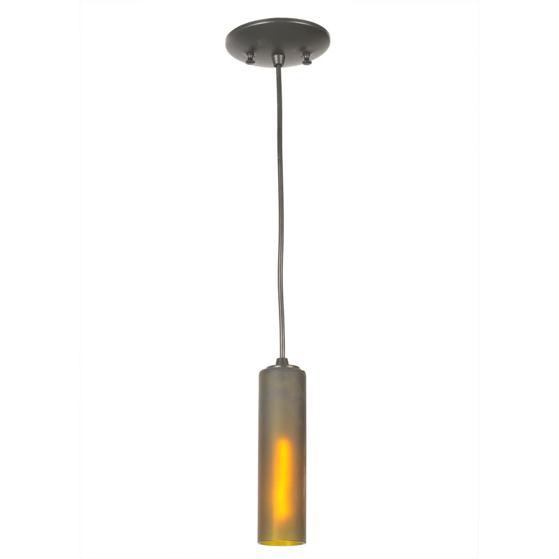 1 - Light Black Single Pendant, Frosted Green, 75" H x 5" W x 5" D