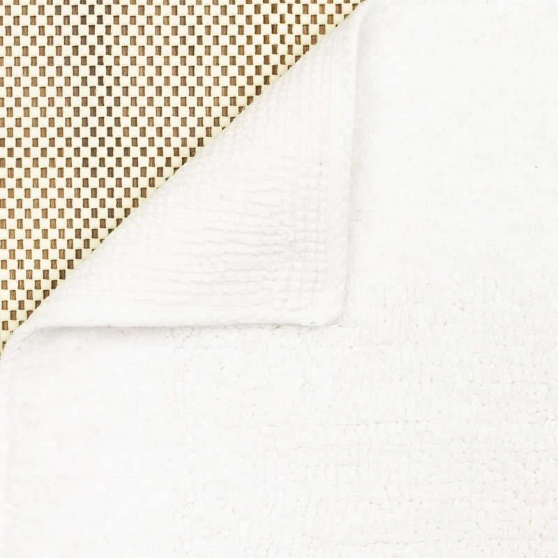 Laverne High/Low Stain/Fade Resistant Non-Slip Machine Washable Bath Mat, 17" W x 24" L, Arctic White