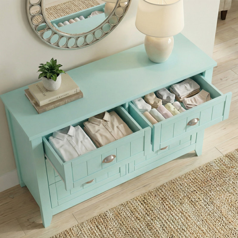 Commode à 6 tiroirs 47,2 po Haven Misty Haven, Menthe brumeuse
