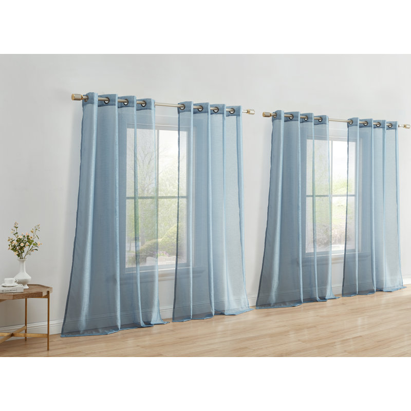 Sudley Polyester Sheer Curtain, 54" W x 63" L, Dusty Blue