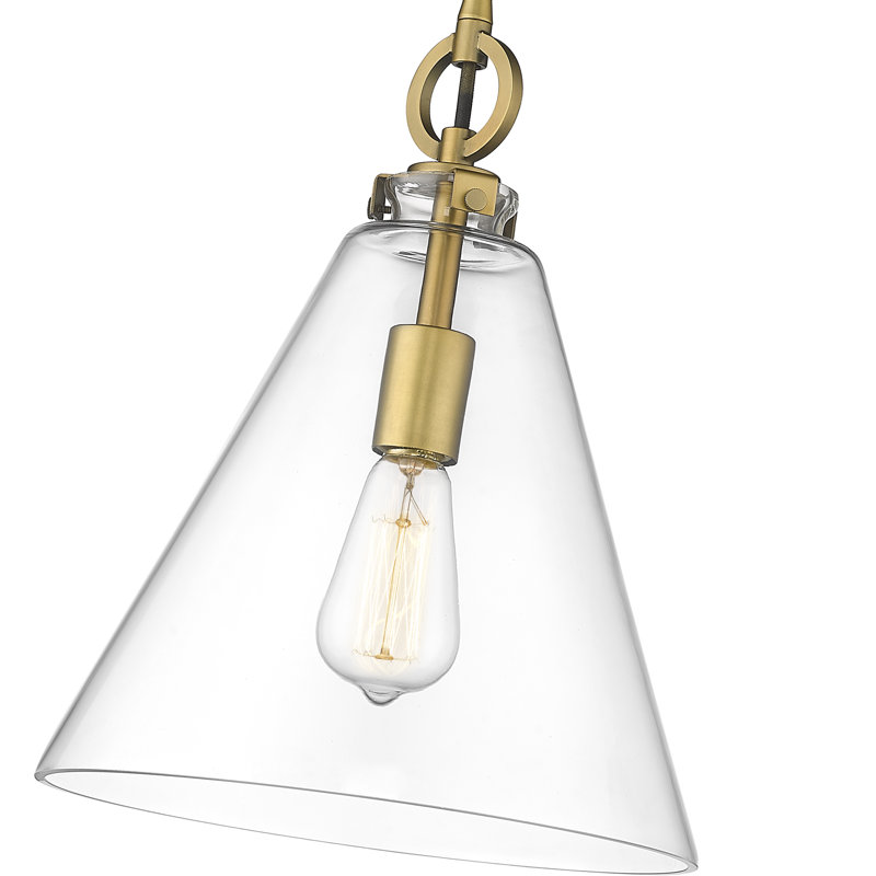 Luminaire suspendu 1 lumière Pays de Galles, H 124 po x l 11,5 po x P 11,5 po, Laiton frotté