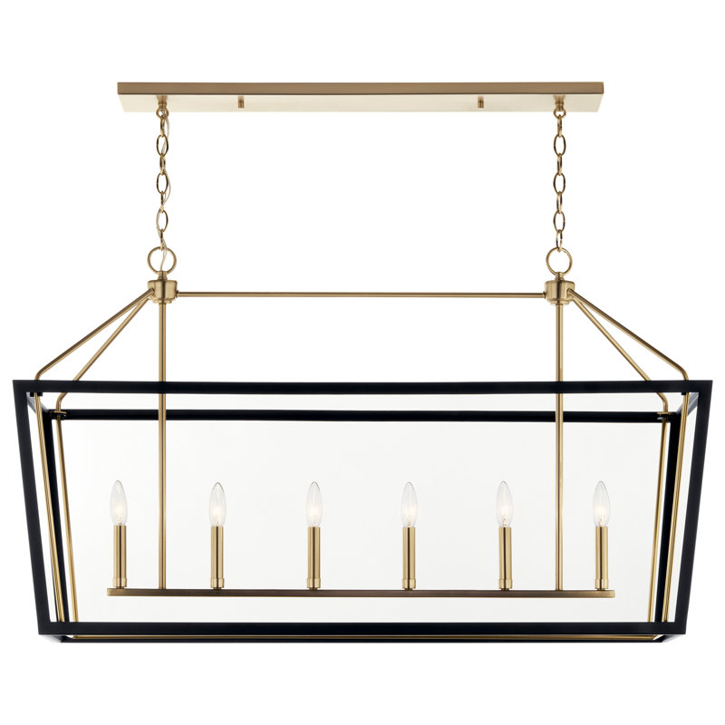 Lustre à 6 lumières Delvin, Noir / bronze champagne