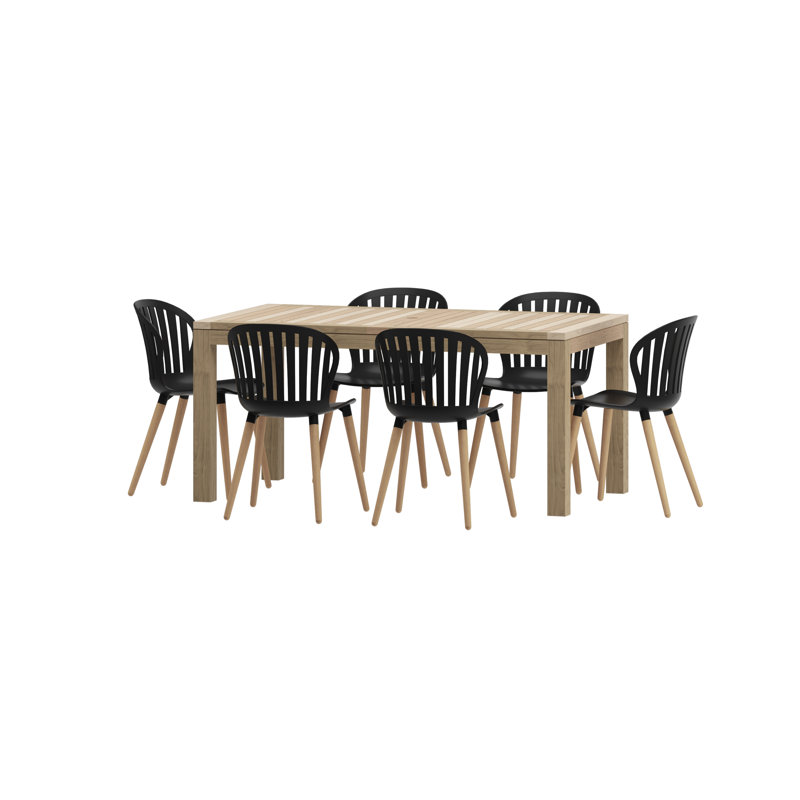 Anautica Outdoor Patio 7pc FSC Solid Teak Wood Dining Set