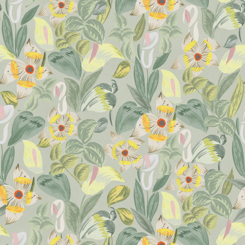Yuki Osada Floral Wallpaper Double Roll, Green