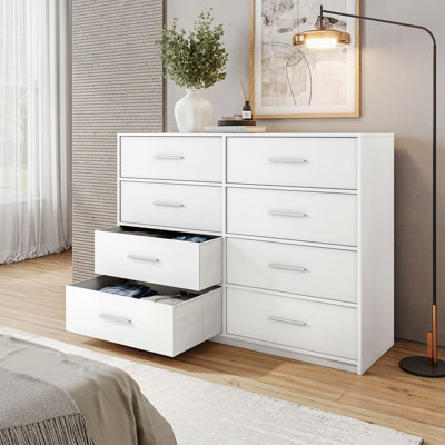 8-Drawer Dresser With Large Fabric Drawers, White