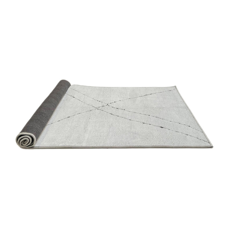 Tapis rond gris abstrait tissé à la machine ans