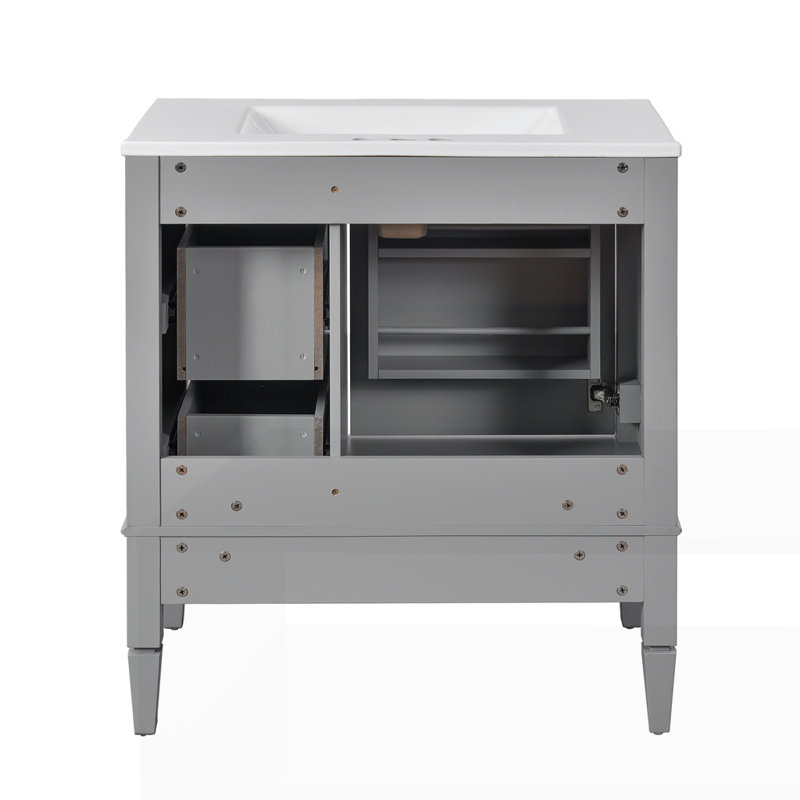 Meuble-lavabo 30 po avec lavabo en céramique, Gris