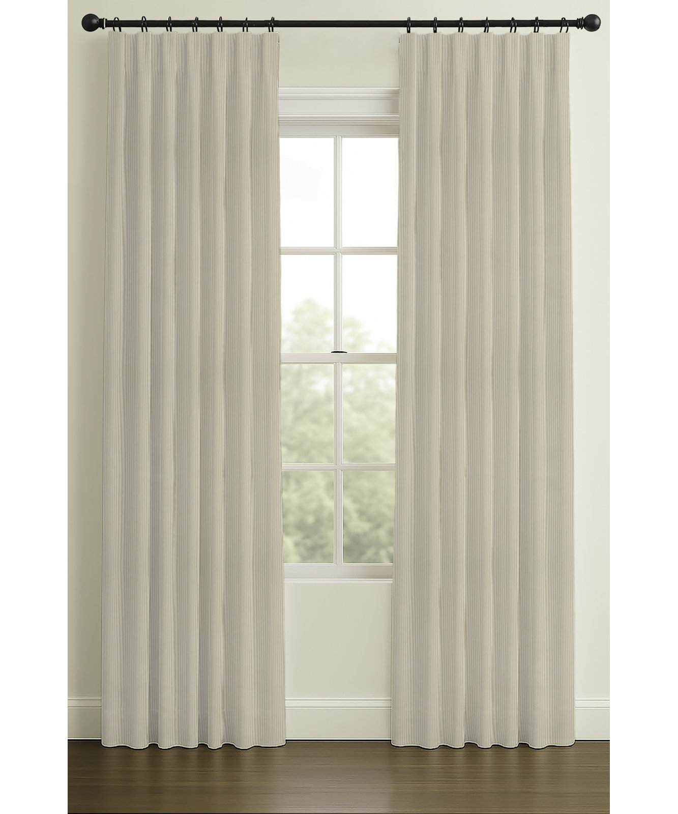 Wakefield Ticking Stripe Curtain in Homespun, 50" W x 108" L, Blackout, Rod Pocket