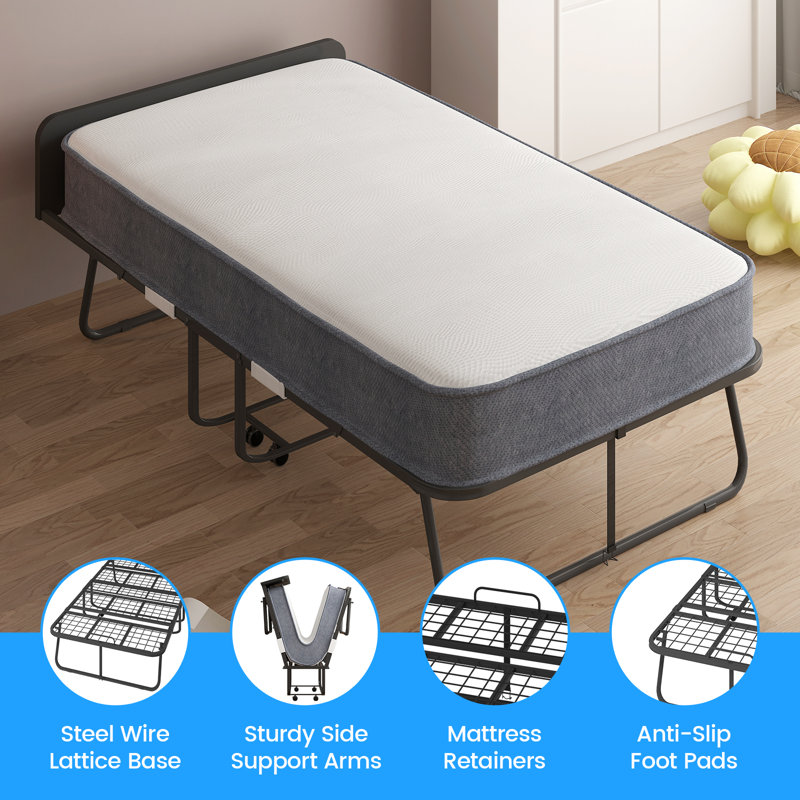 Folding Guest Bed with 5" Memory Foam Mattress – 46" Wide, Twin XL