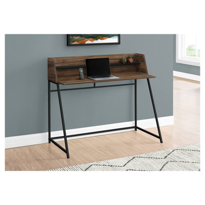 48-Inch Computer Desk with Hutch and Storage Shelves, Brown Reclaimed Wood-Look Finish