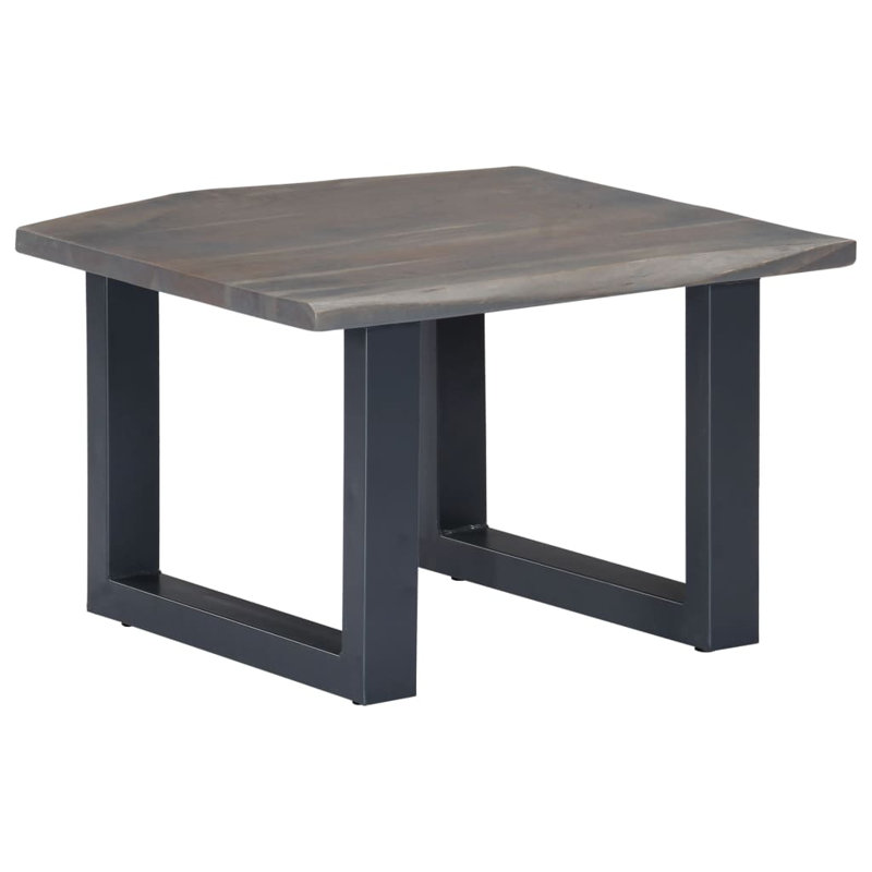 vidaXL Coffee Table with Live Edges Home Living Room Square Solid Wood Acacia, 15.7" H x 23.6" L x 23.6" W, Gray/Black