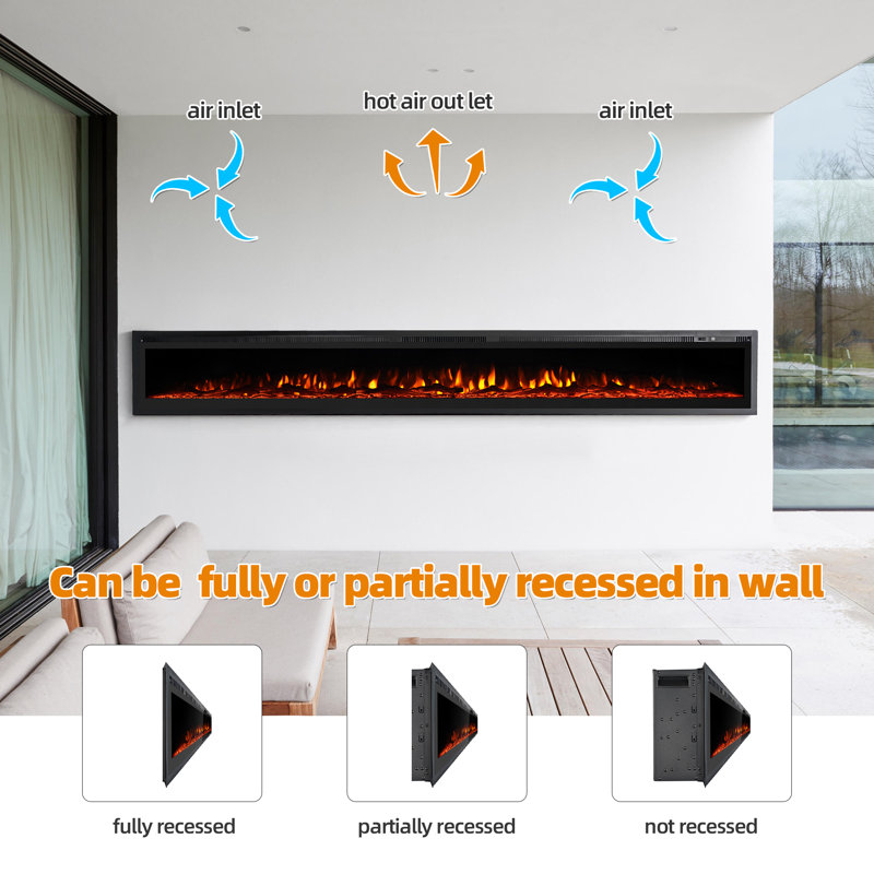 Aadhithya 100'' W Electric Fireplace Insert