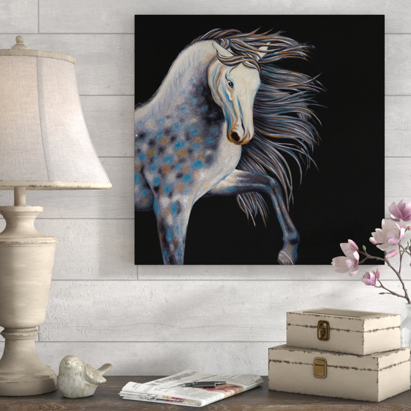 « cheval », reproduction de peinture à l’huile sur toile tendue, H 36 po x l 36 po x P 1,5 po