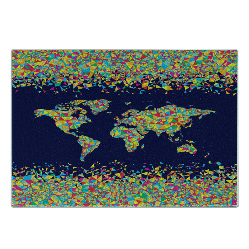 Carreaux de mosaïque en verre trempé Ambesonne World Map