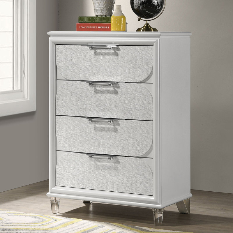 Commode contemporaine blanc perle glamour