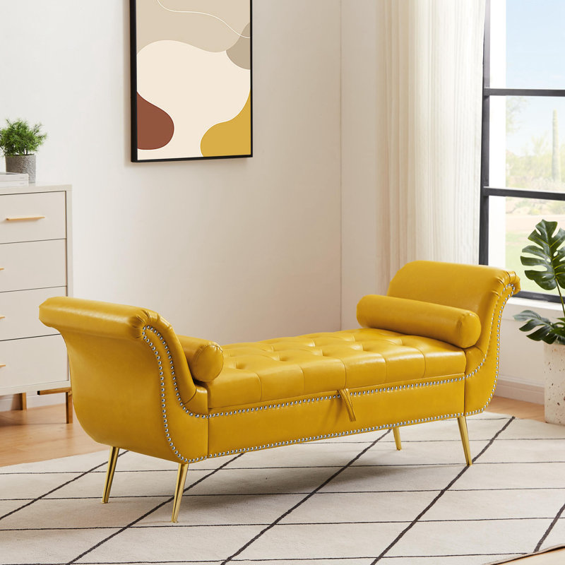 Banc de rangement rabattable, Jaune