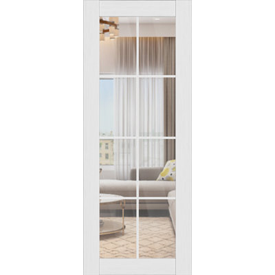 Palladio 8 Lite Bianco Noble Manufactured Wood Clear Glass Paneled Interior Door Slab