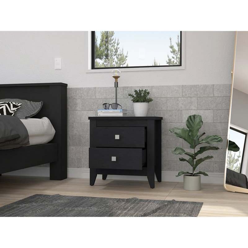 Stevonte 26.62'' W Metal Nightstand, Black